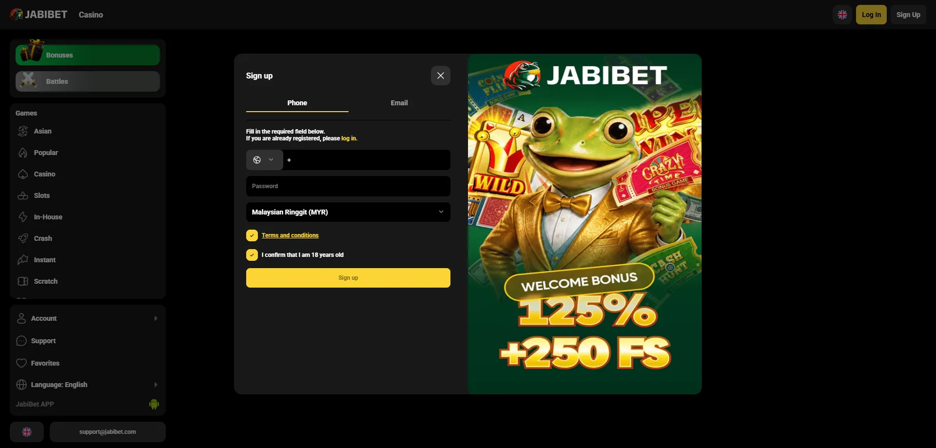 Jabibet casino quick registration sign up steps Bangladesh